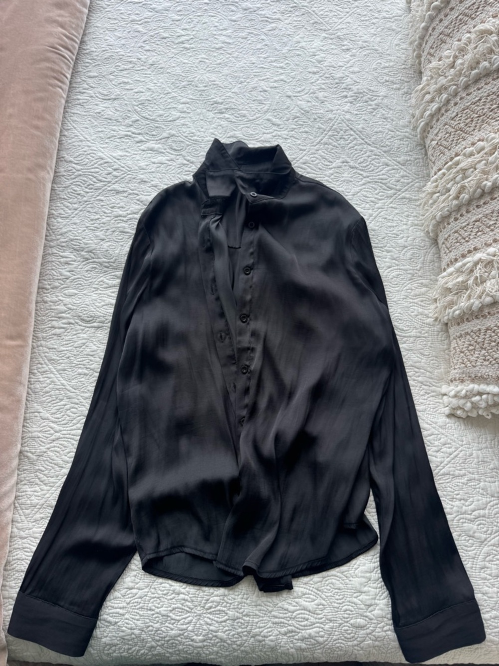 Black Satin Collared Blouse